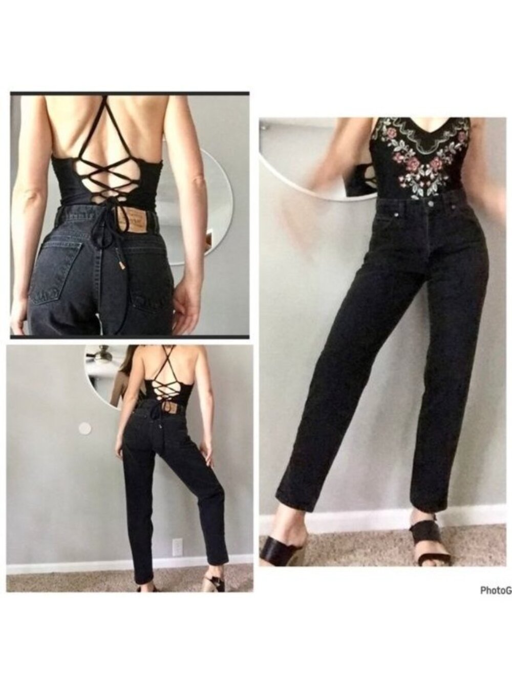 Vintage Levi's 501 black high rise Mom jeans no stretch made in USA size 6